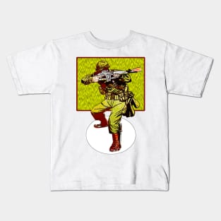 soldier in uniform shooting Kids T-Shirt